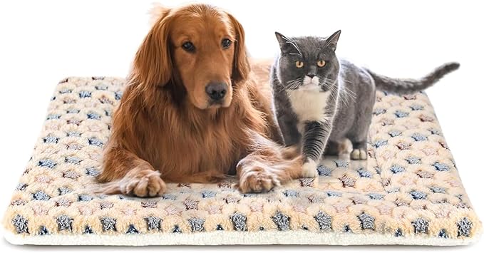 Mora Pets Dog Bed Crate Pad Ultra Soft Pet Bed with Cute Star Print Washable Crate Mat for Large Medium Small Dogs Reversible Fleece Dog Crate Kennel Mat Cat Bed Liner 41 x 29 inch Brown