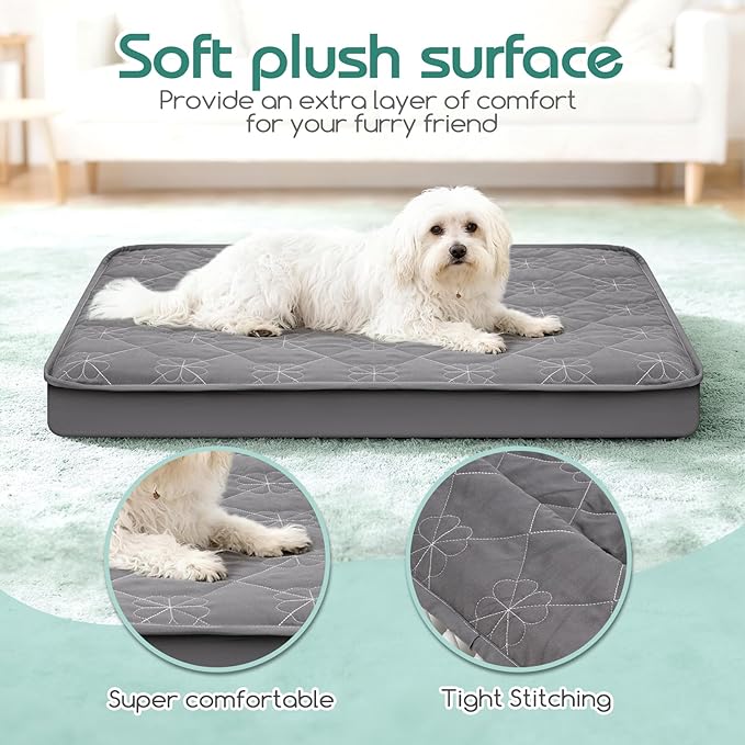 Dog Bed Cover Replacement Washable, Waterproof Dog Bed Sheets,Ultra Soft Pet Pillow Cover Quilted,Removable Pet Bed Liner - 35x44 Inches,Grey