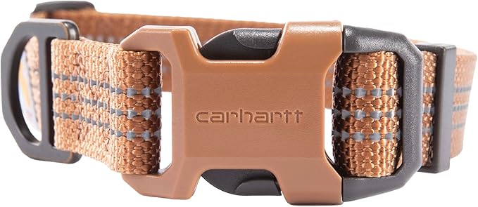 Carhartt Nylon Webbing Dog Collar, Fully Adjustable W/Durable Side Release Buckle, Carhartt Brown, Large
