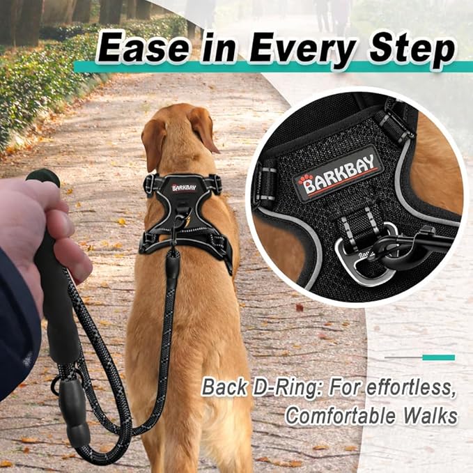 BARKBAY Dog Harness No Pull Mesh for Small Dogs - Adjustable, Reflective, Comfortable, No Choke, Heavy-Duty - Perfect for Outdoor Training, Walking, and Hiking - Strong & Durable - S & Black Mesh