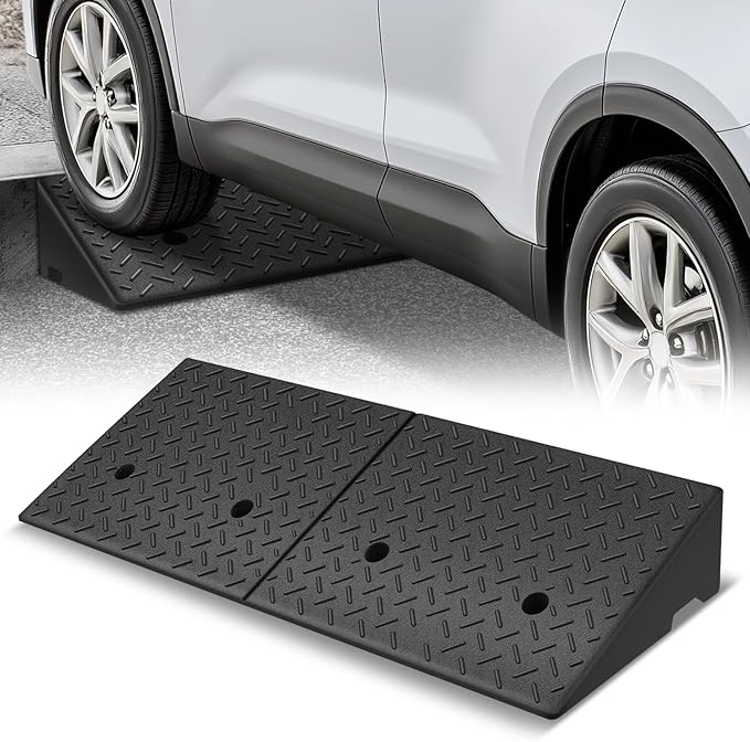 Auto Dynasty Rubber Curb Ramps, 5.9" Lift Height Curbside Driveway Ramp, 4410 LBS/2T Capacity Sidewalk Curb Ramp for Cars Trucks Bikes Motorcycles Wheelchairs (1 Pack)