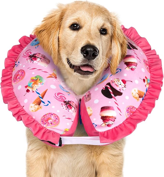 CuteBone Inflatable Dog Collar Alternative for Large Dogs After Surgery-Double Adjustable Neck Range P23SO00102XL