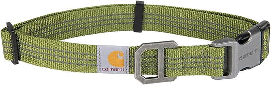 Carhartt Nylon Webbing Dog Collar, Fully Adjustable W/Durable Side Release Buckle, Light Moss, Medium