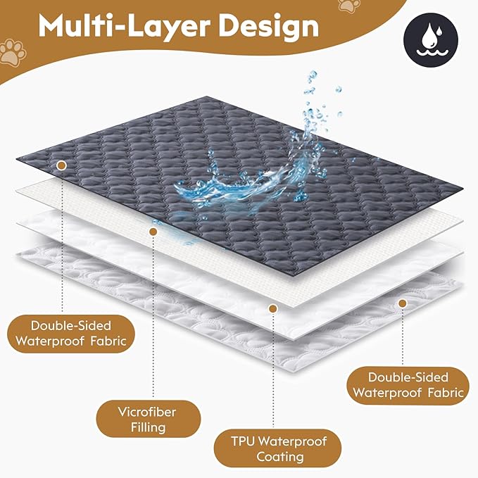 Waterproof Dog Blanket, Couch Cover for Dogs Washable, Reversible Dog Bed Cover, Couch Furniture Protector. (Dark＆Light Grey, 82 X 120 Inch - 1 Pack)