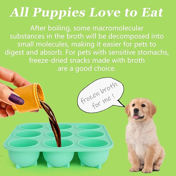 9Cavities Silicone Dog Treat Mold for Woof Pupsicle & Power Chewer Pupsicle, Frozen Dog Treat Molds for Making Refill Treats (Large)