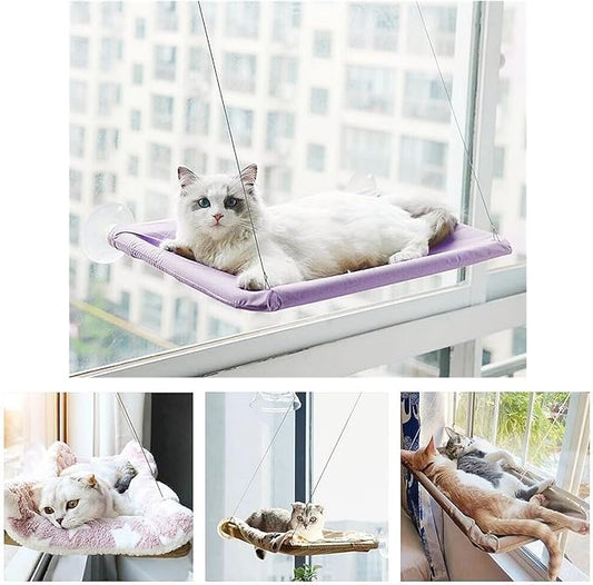Cat Purrfect Perch, 2023 New Cat Bed Window, Cat Window Hammock Window Perch, Safety Cat Shelves Space Saving Window Mounted Cat Seat for Window Perch for Large Indoor Cats (C-Purple)