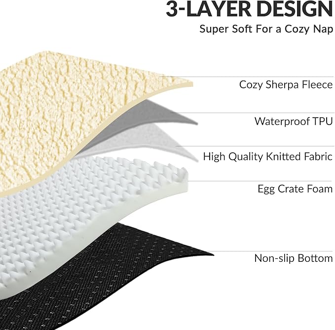 Patas Lague Orthopedic XL Dog Bed Large Sized Dog 42''X28'', Waterproof L Bolster Big Large Pet Sofa Beds with Removable Washable Cover, Soft Comfortable Pet Couch Crate Mat with Nonskid Bottom, Cream