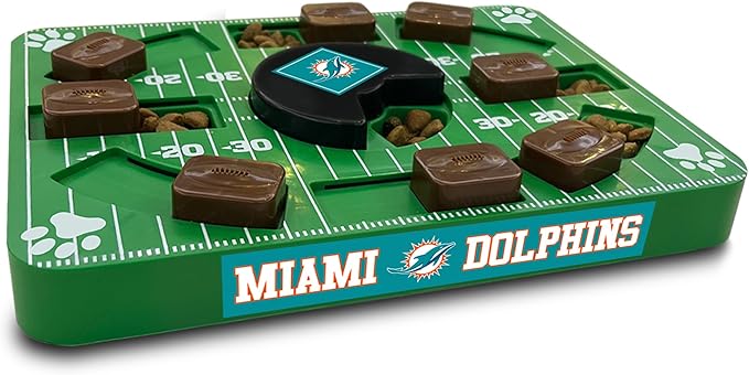 Pets First NFL Miami Dolphins Puzzle, Interactive Dog Treat Puzzle Toy