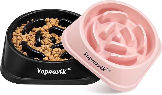 2 Pack Slow Feeder Dog Bowls for Healthy Eating, Non-Slip and Anti-Choking Design, Reduces Bloating & Overeating for Large Dogs, Easy to Clean