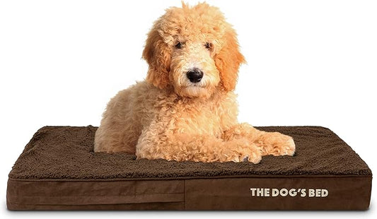 The Dog’s Bed Orthopedic Memory Foam Dog Bed Mattress, Plush Fabric, Brown Plush, L, 4-Inch