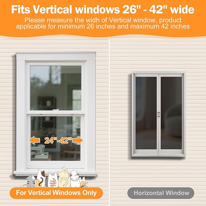 Cat Window Box Catio, Clear Acrylic Outdoor Cat Enclosure, Expandable Universal Cats Window Perch (25.4"-43.3"), Weatherproof & Easy-Install Kitty Balcony for Sunbathing & Birdwatching (Walnut)