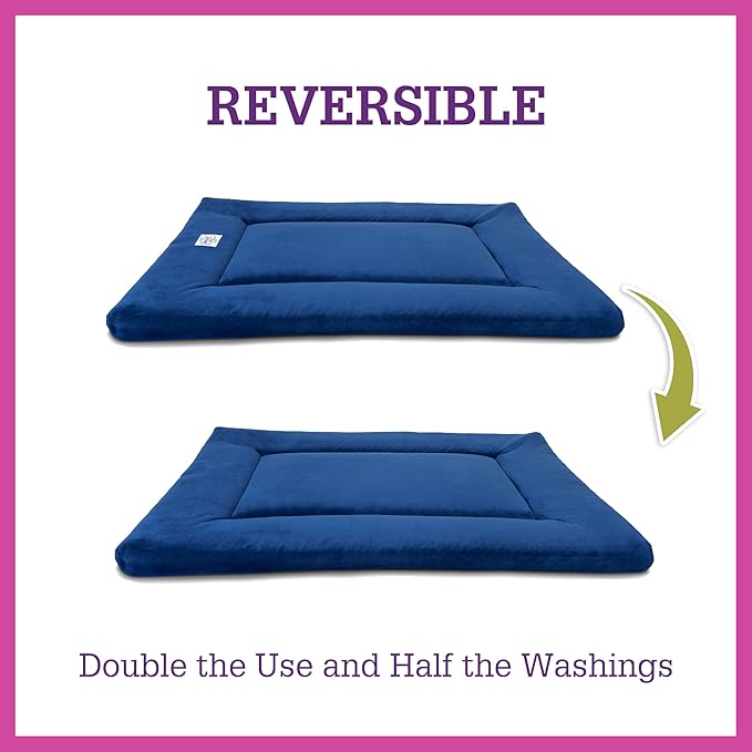 Pet Dreams Dog Crate Pad - Washable Kennel Mat, Crate Pads for Dog Cages, Non-Toxic, Flat Indoor Cat Bed, Fits iCrate 18, 24, 30, 36, 42, 48 Inches (Blue, Small, 24")