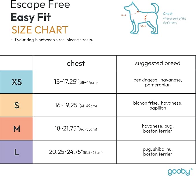 Gooby Escape Free Easy Fit Harness - Blue, Large - No Pull Step-in Patented Small Dog Harness with Quick Release Buckle - Perfect On The Go No Pull Harness for Small Dogs or Medium Dog Harness