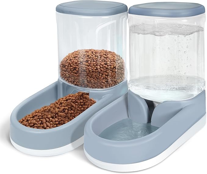 MOLOPARTY Automatic Dog Cat Feeder and Water Dispenser Gravity Food Feeder and Waterer Set with Pet Food Bowl for Small Medium Dog Puppy Kitten, Large Capacity 1 (Pet Feeder and Waterer Set)