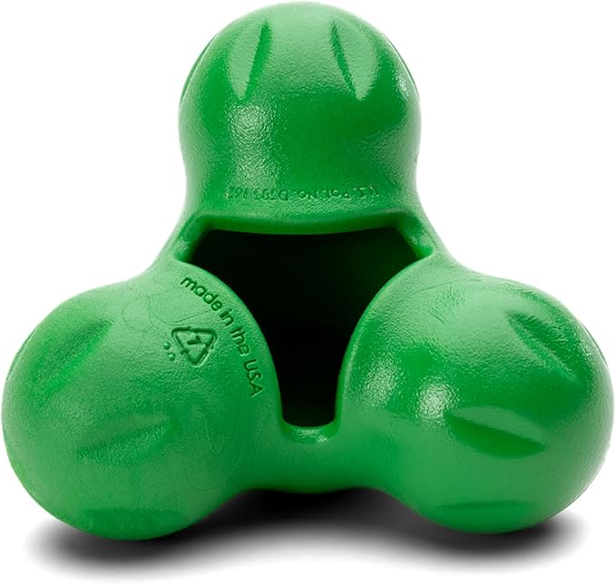 WEST PAW Tux Durable Dog Chew Toy and Treat Dispenser for Strong Chewers and Short Snouted Dog- Tough Interactive Design for Enrichment Training and Play - Made in USA Dishwasher Safe - Clover Green