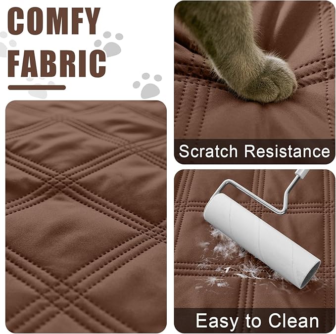 Smiry Waterproof Dog Bed Cover Blanket 82x120, Soft Reversible Pet Blanket, Washable Leakproof Cats Dogs Couch Cover for Sofa, Couch, Furniture, Lattice, Brown/Chocolate