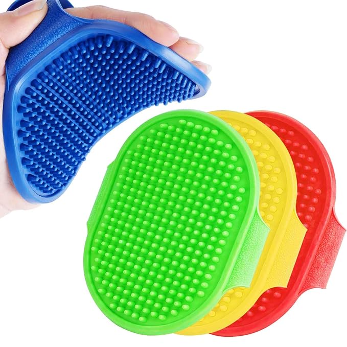 4 Pack Dog Grooming Brush, Premium Soft Silicone Pet Bath Brushes with Adjustable Handle, Shampoo Soothing Comb for Wet Dry Long Short Haired Dogs & Cats Massaging, Deshedding