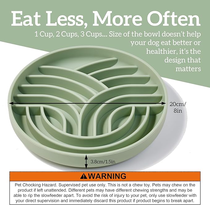 OHMO Slow Feeder Dog Bowls(Tree Life, Sage Green) Enrichment Soft Silicone Food Safe Feeding Bowl Non Slip Suction Cup for All Breed Pet, Cat Slow Down Eating Dishes, Boredom and Anxiety Reducer