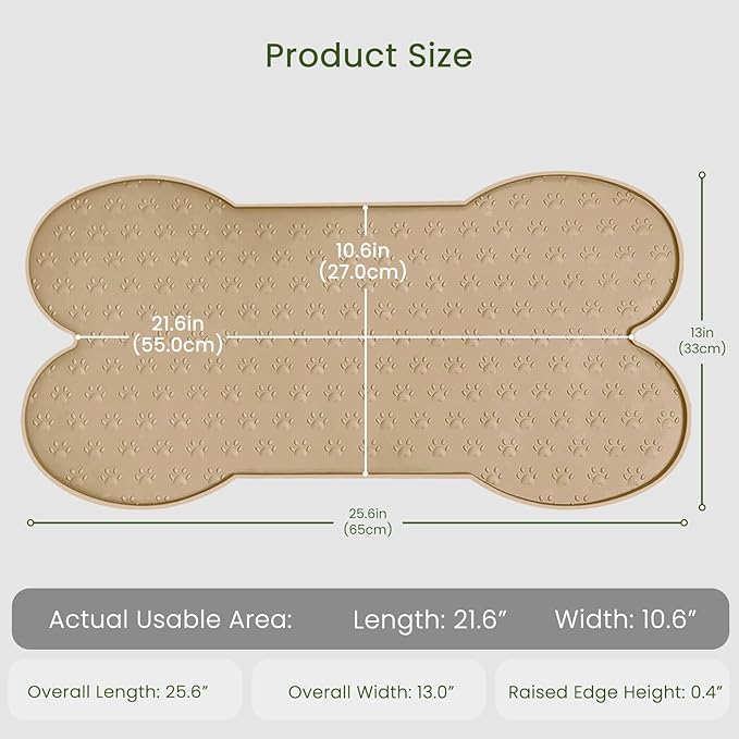 Dog Food Mat Anti-Slip Silicone Dog Bowl Mat Thicker Pet Placemat Waterproof Cat Feeder Pad with Raised Edge Puppy Kitten Feeding Mats Suitable Small Medium-Sized Dogs Cats Eating Tray