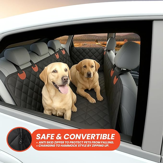 Dog Car Seat Cover Heavy Duty 4 Layer seat Cover hammok 600D, Non-Slip, ScratchProof, Waterproof, Universal Fit for Cars, Trucks & SUVs, Protects Against Spills, Dirt & Damage