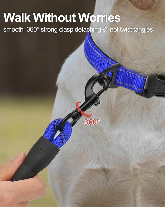 Joytale Dog Leash for Large Dogs, Heavy Duty Nylon Leashes with Comfortable Padded Handle and Highly Reflective Threads, Ideal for Walking and Training, Navyblue, 6'횞1/2''