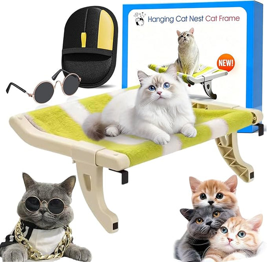 Cat Bedside Hammock, 2026 New Cats Bed & Window Perch, Adjustment & Stable Window Cat Beds for Indoor Cats, No Drilling Easy Install - Maximum Hold Up to 50lbs (1PC,19 * 14in)