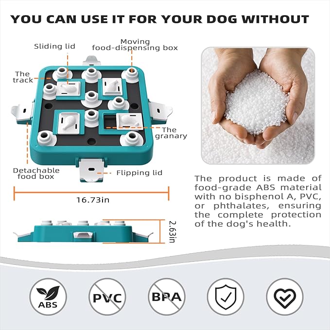 Dog Puzzle Toy Mental Stimulation - Level 3 in 1 Dogs Food Feeder Puzzle, Dog Treat Puzzle Feeder (Advanced-Mars Green Board)