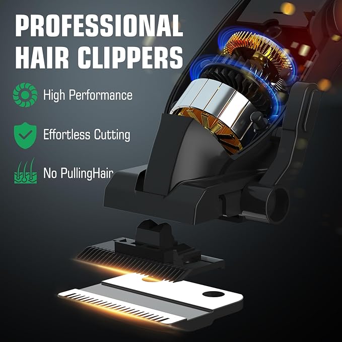 BILLAR® Hair Clippers for Men with Beard Trimmer, Professional Clippers & Beard Trimmers Set, Electric Razor Shavers for Men, Cordless Men’s Grooming Kit for Nose, Face, Hair (Green)