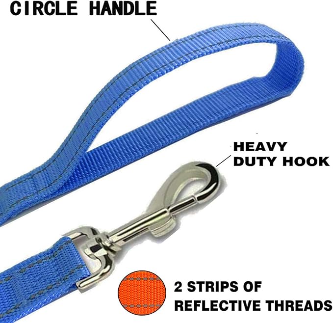Reflective Dog Leash 4Ft /5 Foot /6 Feet Long, 1 Inch Wide, for Small and Medium Dogs