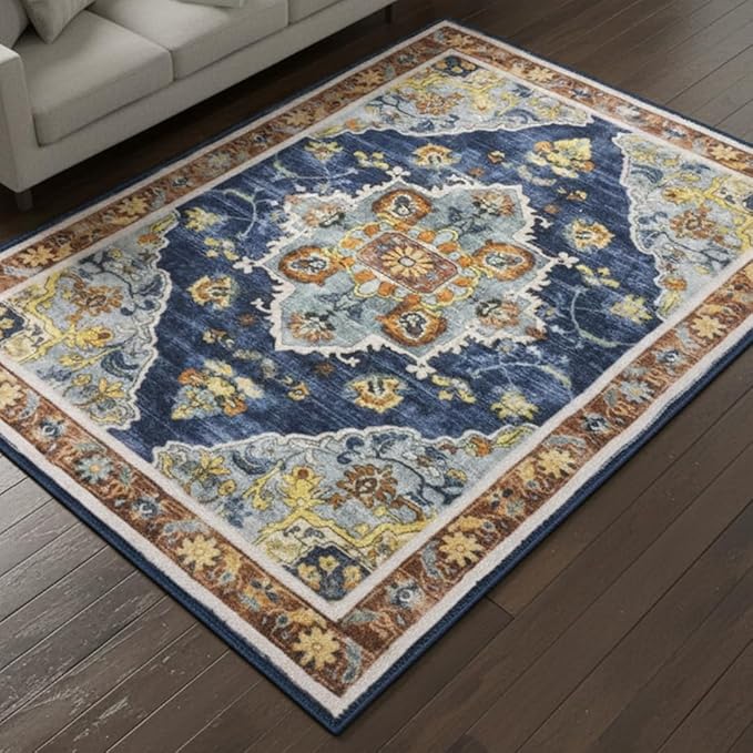 Muddy Mat짰 Mosaic 3ft x 5ft Washable Area Rugs for Living Room, Bedroom & Dining Room ??Modern Soft Low Pile Non Slip Carpet ??Pet Friendly Waterproof Foldable Rugs for Home