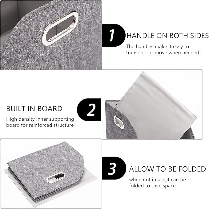 Large Collapsible Dog Toy Basket,Fabric Trapezoid Dog Toy Bin,Stable Dog Toy Storage Box with Metal Handle,for organizing Dog Puppy Toy Blanket Collar Clothes Snacks-Can be Personalized-Gray