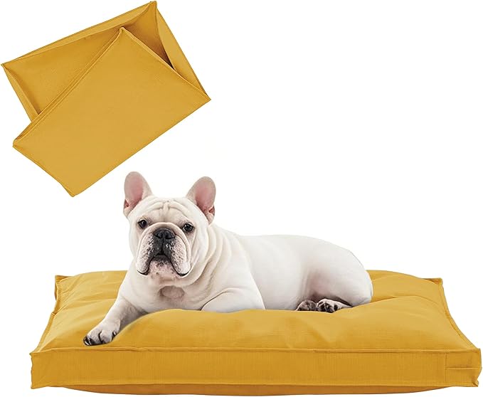 Dog Bed Covers Replacement Washable, Waterproof Dog Bed Cover with Zipper, 30Lx20Wx3H inch Durable Oxford Pet Bed Cover for Outdoor/Indoor Use, Cover Only, Yellow