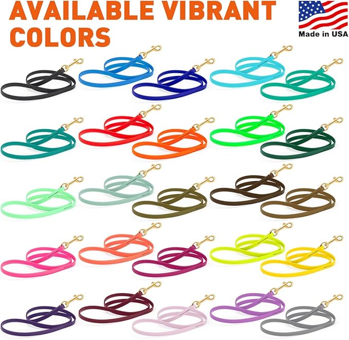 Viper Biothane K9 Working Dog Leash Waterproof Lead for Tracking Training Schutzhund Odor-Proof Long Line with Solid Brass Snap for Puppy Medium and Large Dogs 4ft, Treasure Gold