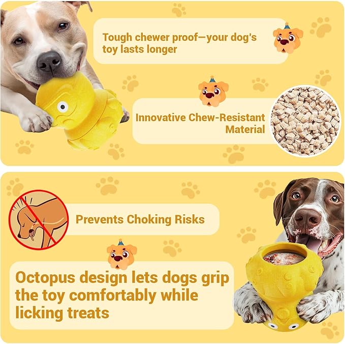 Aggressive Chew Toys for Large Dogs, Pet Valentine Anxiety Relief for Dogs Toy, Dog Chew Toys Indestructible Frozen Dog Treat Toy for Peanut Butter Reduces Anxiety, Octopus