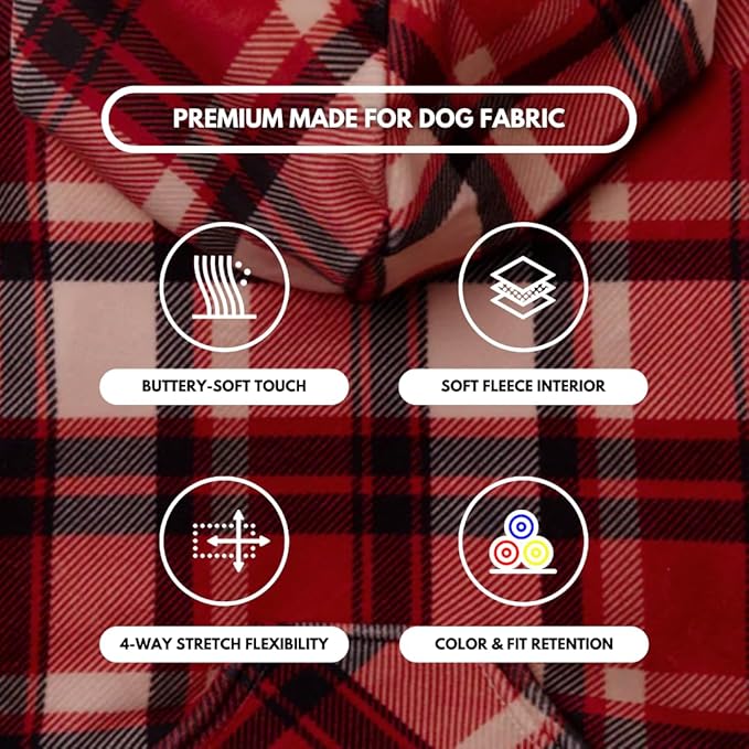 Spark Paws Human Hoodie - Premium Quality, Buttery Soft, Superior Comfort and Fit, Calming Fleece Interior, Suitable for All Styles - Red Plaid, S