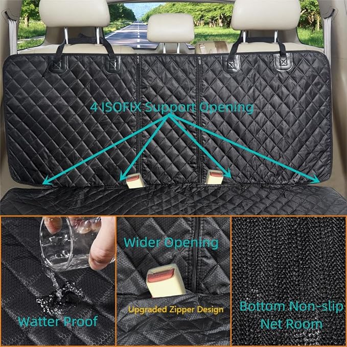 Dog Car Seat Cover for Back Seat Cover for Kids, Waterproof X Large Rear Seat Protector for Pet Auto SUV Truck (XL, Black)