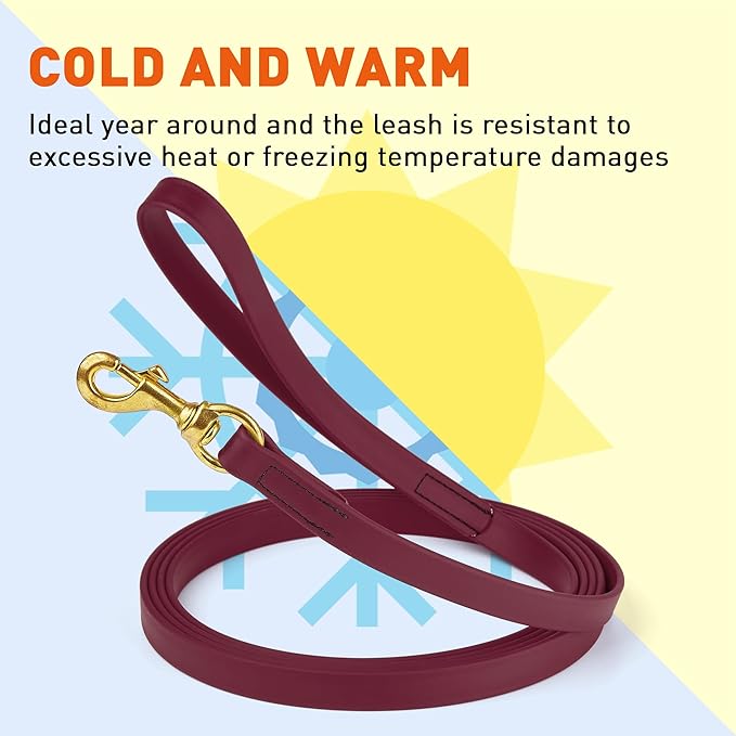 Viper Biothane K9 Working Dog Leash Waterproof Lead for Tracking Training Schutzhund Odor-Proof Long Line with Solid Brass Snap for Puppy Medium and Large Dogs, 33ft Merlot Burgundy