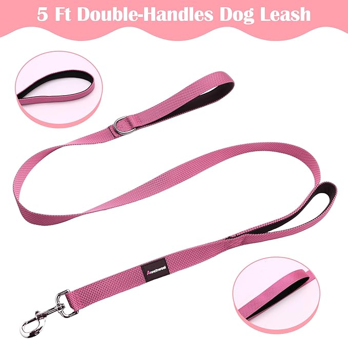 Annchwool No Pull Dog Harness with Front Clip and Easy Control Handle-Belly & Chest Adjustable Dog Harness and Leash Set for Small Medium Dogs-Heavy Duty Vest Harnesses Easy for Walking(Pink,S)