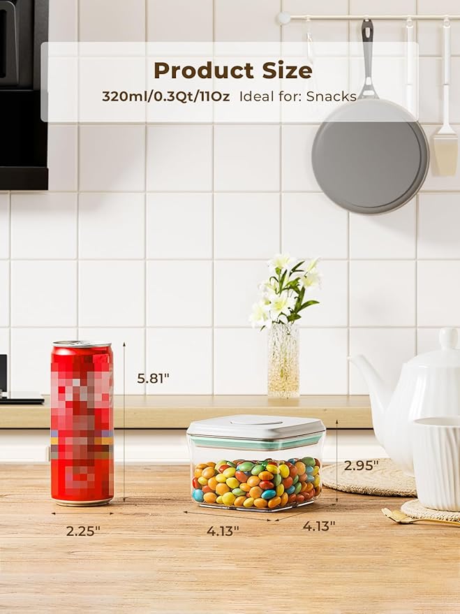 Mini Snack Container - 0.3 Qt Pop Food Storage Containers, BPA Free Small Food Containers with Lids, Food-Grade Air Tight Containers Candy Jars 320ml