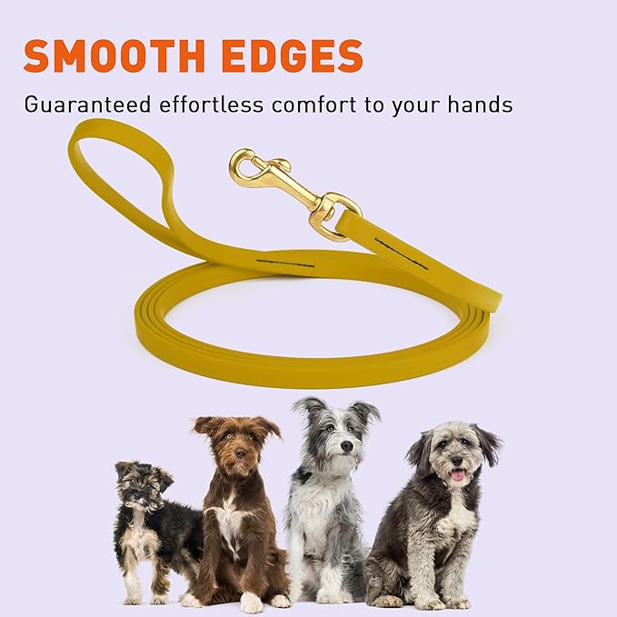 Viper Biothane K9 Working Dog Leash Waterproof Lead for Tracking Training Schutzhund Odor-Proof Long Line with Solid Brass Snap for Puppy Medium and Large Dogs, 20ft Treasure Gold