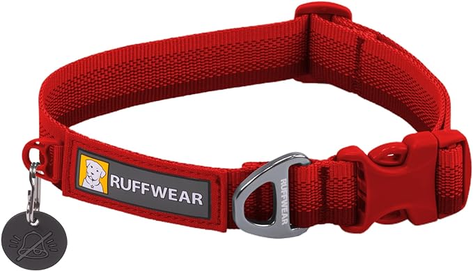 Ruffwear, Front Range Dog Collar, Adjustable Tubelok Webbing, Lightweight, Side Release Buckle, Aluminum V-Ring, Durable for Everyday Use, Red Canyon, 14"-20"