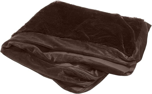 Furhaven Replacement Dog Bed Cover Plush & Velvet L Shaped Chaise, Machine Washable - Sable Brown, Jumbo (X-Large)