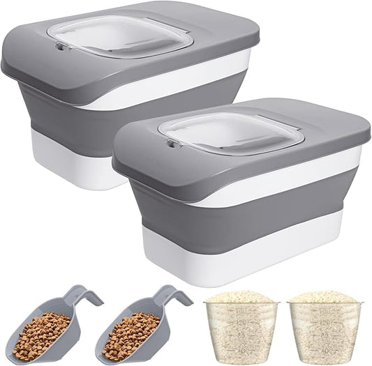 10-26 LBS Dog Food Storage Container,Collapsible Dog Food Containers with Airtight Lid,Pet Food Storage Container,Cat Food Storage Container with Scoops and Measuring Cups