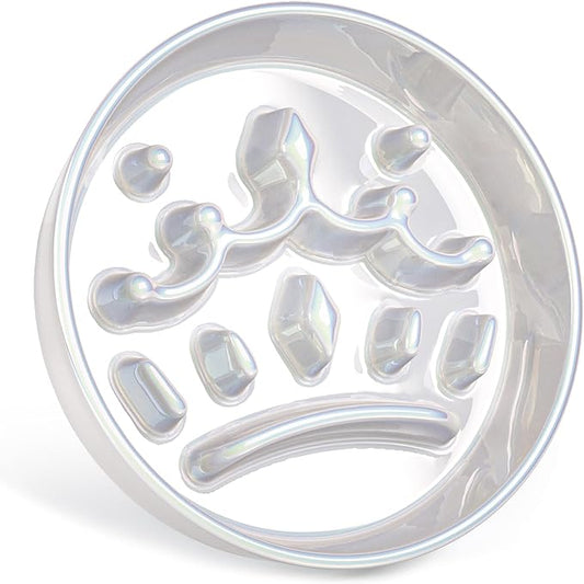LE TAUCI Dog Bowls Slow Feeder Ceramic, 1.5 Cup Slow Feeding Bowl for Small and Medium Breed, Puzzle Dog Food Bowl for Fast Eater, Crown Silver