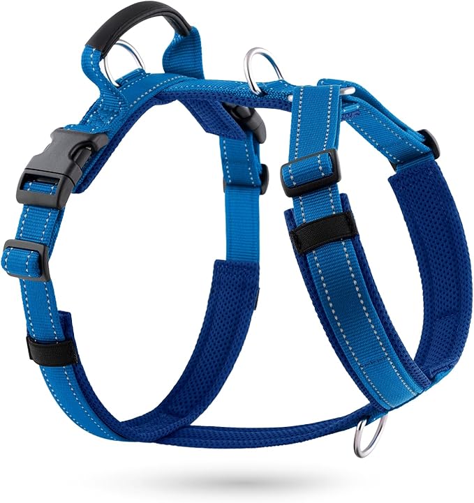 No Pull Dog Harness with Handle, Soft Mesh Padded Adjustable for Small Medium Large Dogs | Reflective Easy Walk Harness with Front Clip for Training, Running & Outdoor (Royal Blue, M)