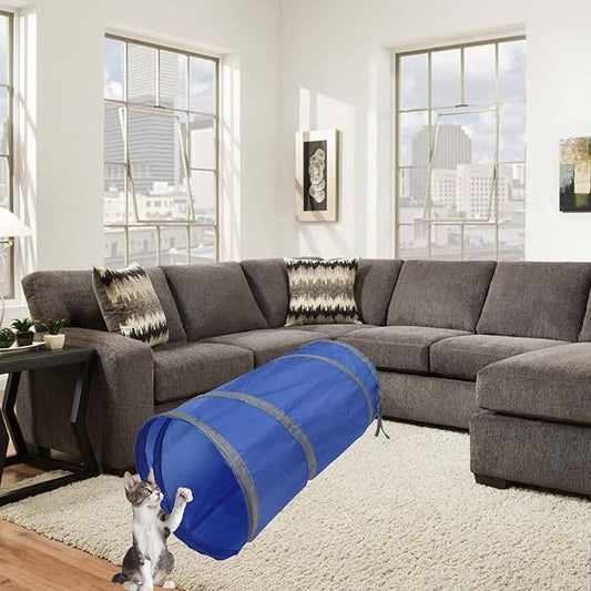 Cat Tunnel for Indoor Cats Interactive, Rabbit Tunnel Toys, Pet Toys Play Tunnels for Cats Kittens Rabbits Puppies Crinkle Collapsible Pop Up Royal Blue 20"
