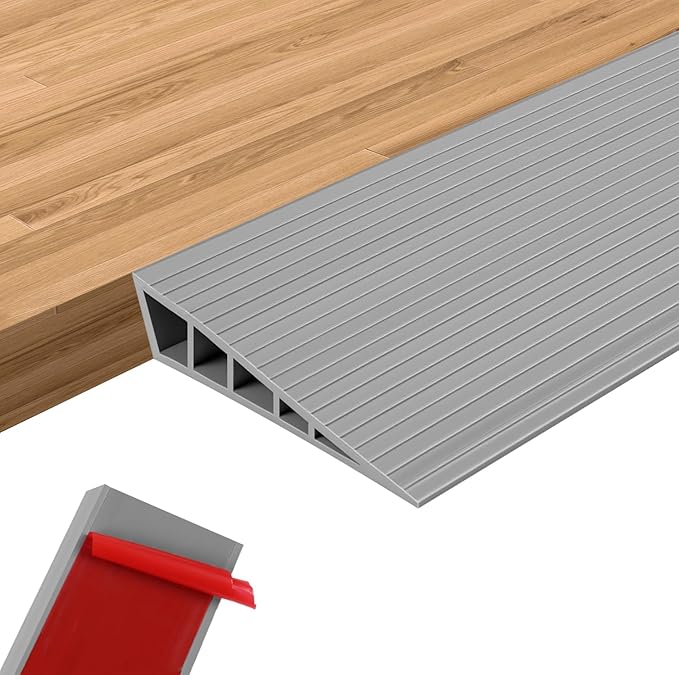 Threshold Ramps for Doorways Self-Adhesive 80'' L Floor Transition Strip 4/5" Rise Wheelchairs Ramps for Doorways, Edge Threshold Reducer Transition Strips for Home Steps (Grey)