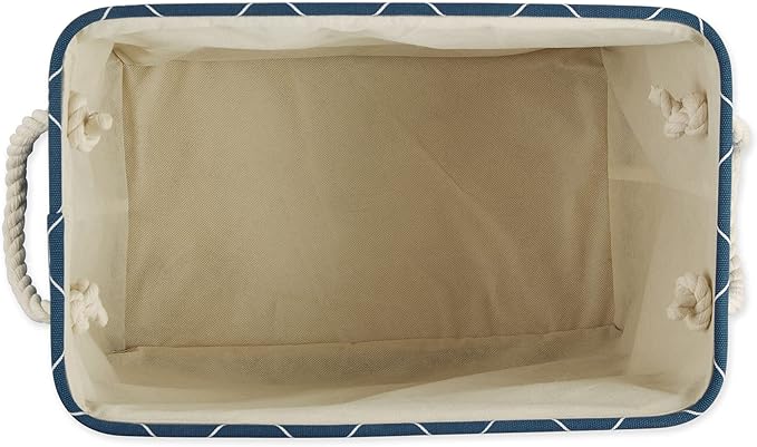 Bone Dry Pet Storage Paw and Bone, Trellis Collection, Small Rectangle, 14x8x9, Navy