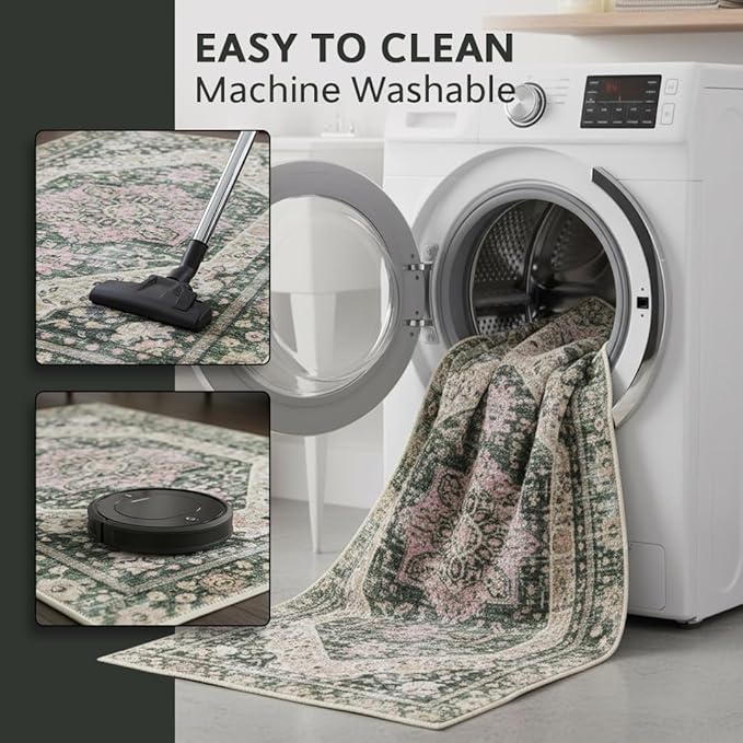 Muddy Mat짰 Eden 2ft x 3ft Washable Area Rugs for Living Room, Bedroom & Dining Room ??Modern Soft Low Pile Non Slip Carpet ??Pet Friendly Waterproof Foldable Rugs for Home