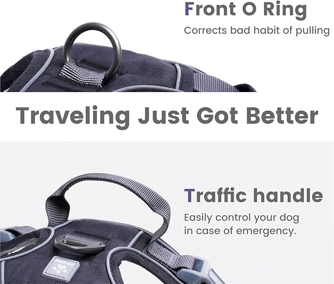 Pawaii No Pull Dog Harness with Pet ID Tag,Reflective Strips No Choke Front O Ring Breathable Mesh Adjustable Soft Padded Pet Vest with Easy Control Handle for Medium Dogs